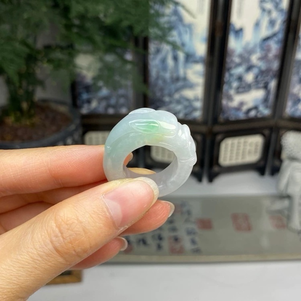 Brand new Natural A-Grade Burmese Jadeite dragon ring